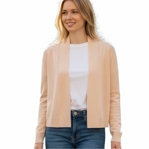 Calvin Klein Cropped Open Front Cardigan Shrug Blush Pink/Pale Peach Size Large